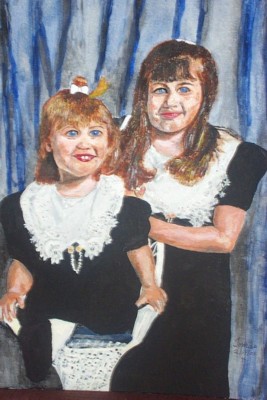 Original acrylic. 16x20 canvas. A portrait of Natasha and Angelica, our daughter's children.